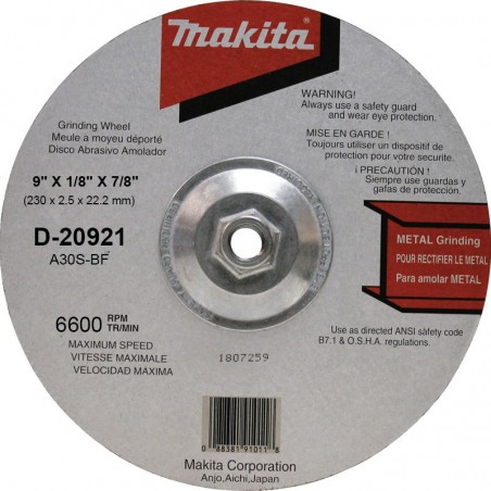 DISCO ABRAS CORTE METAL  MAKITA 9 X 3/32 X7/8 PULG D20921